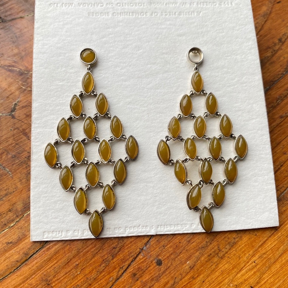 Semi precious stone Diamond shape Drop stud earrings